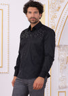 Black Silver "Upper Panel" Rhinestone Shirt