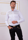 White Gold "Upper Panel" Rhinestone Shirt