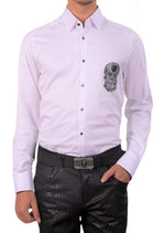 White "Silicon Skull" Rhinestone Shirt