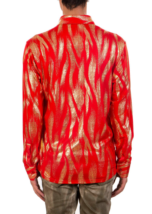 Red Gold Brushstroke Tech Shirt