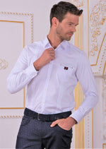 White Colorblock Ribbon Shirt