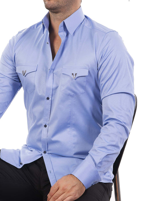 Blue Pocket Micro Square Shirt