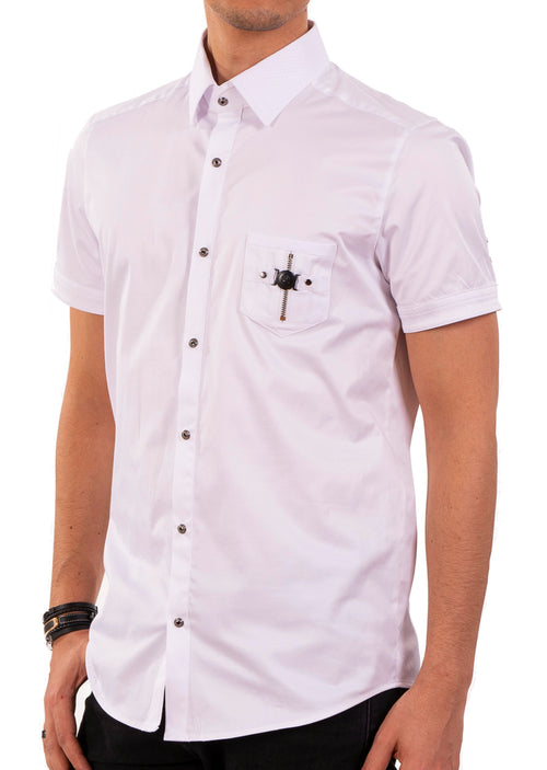 White "Buckle" Short Sleeve Shirt