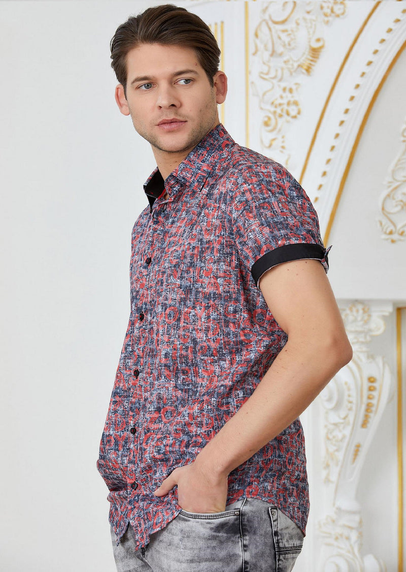 Red Alphabets Printed Shirt