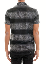 Black Foil Knit Short Sleeve Shirt