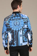Blue "Sun" Print Bomber Jacket
