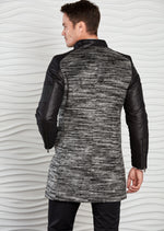 Gray with Black Sleeve Quilted Coat