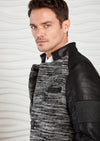 Gray with Black Sleeve Quilted Coat