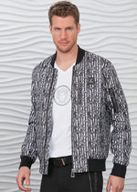 Black Palm Print Bomber Jacket