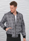 Black Palm Print Bomber Jacket