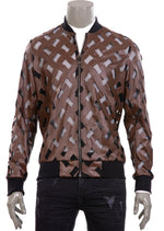 Brown Faux Leather Mesh Jacket