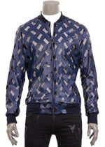 Blue Faux Leather Mesh Jacket