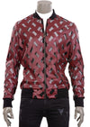 Burgundy Faux Leather Mesh Jacket