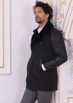 Black Waxed Zipper Quilted Coat