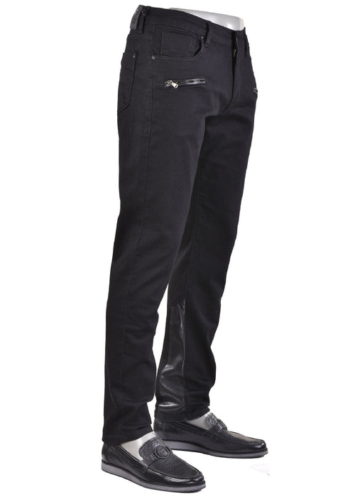 Black "Two Zippered Pocket" Jeans