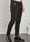 Black D-Buckle Leather Tech Pants