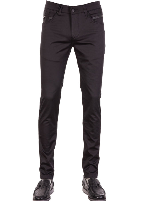 Black Triple D-Buckle Tech Pants