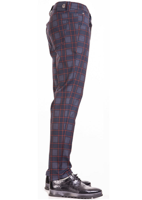 Navy "Nyc" Plaid Stretch Pants