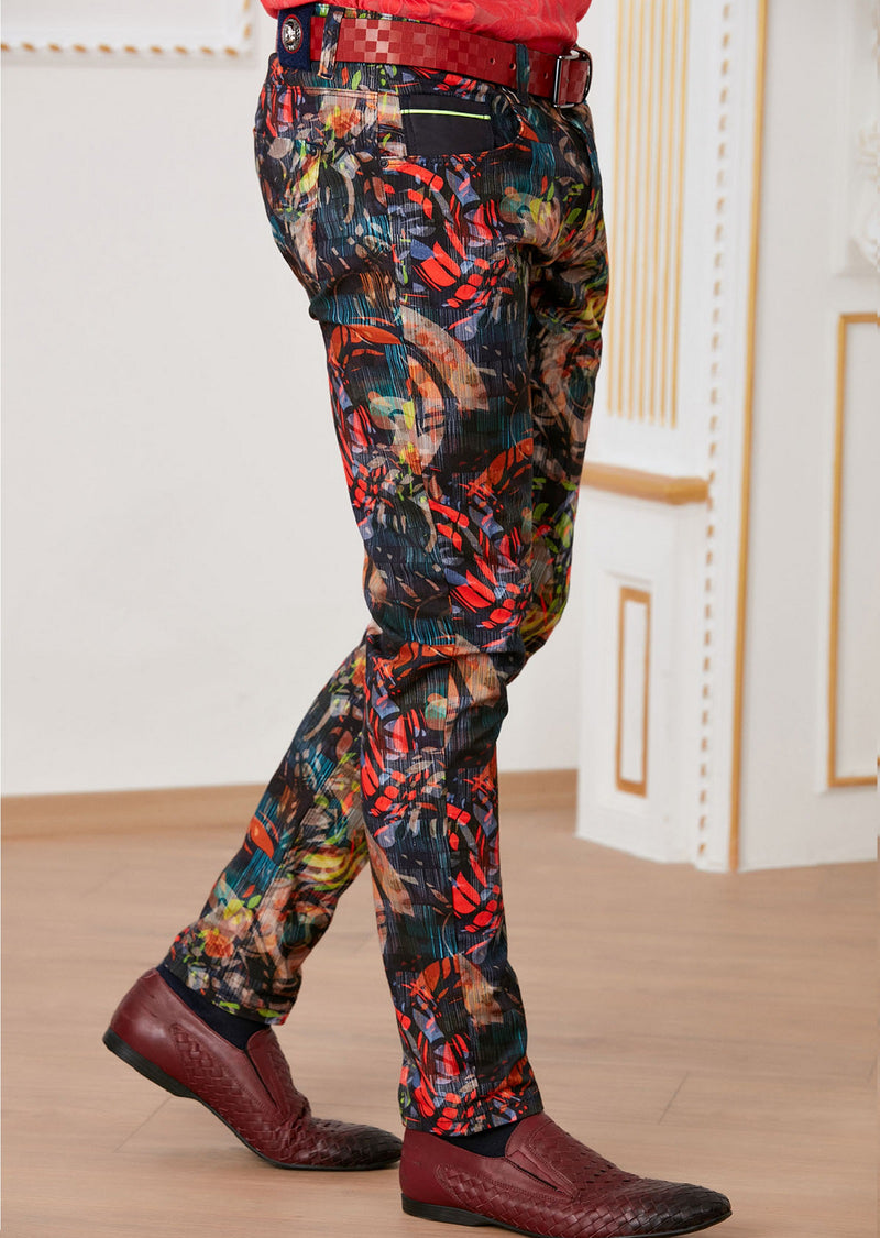 Red Abstract Print 2-Pieces Suit