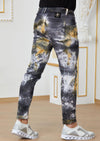 Black Yellow Cloud Tie-Dye Jeans