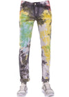 White Green Cloud Tie-Dye Jeans