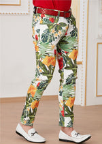 White Floral Cotton Print Pants