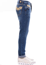 Blue Fleur De Lis Wings Jeans