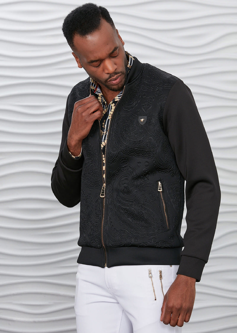 Black Gold Paisley Scuba Jacket