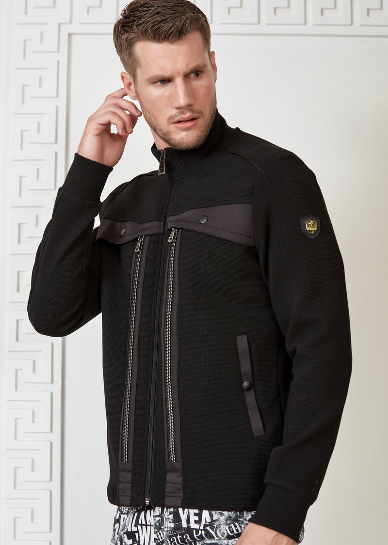 Black Double Zipper Hybrid Jacket