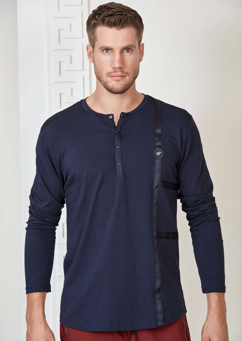 Navy Ribbon Long Sleeve Tee