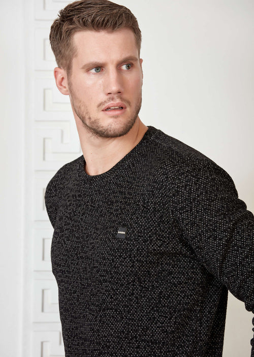 Black Polka dot Flocked Sweater