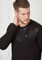 Black Micro Square Long Sleeve Tee