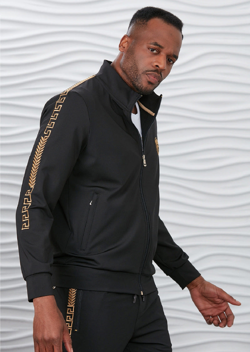 Black Gold Border Embroidery 2-pieces Tracksuit