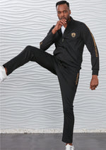 Black Gold Border Embroidery 2-pieces Tracksuit