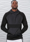 Black Nylon Double Knit Hoodie