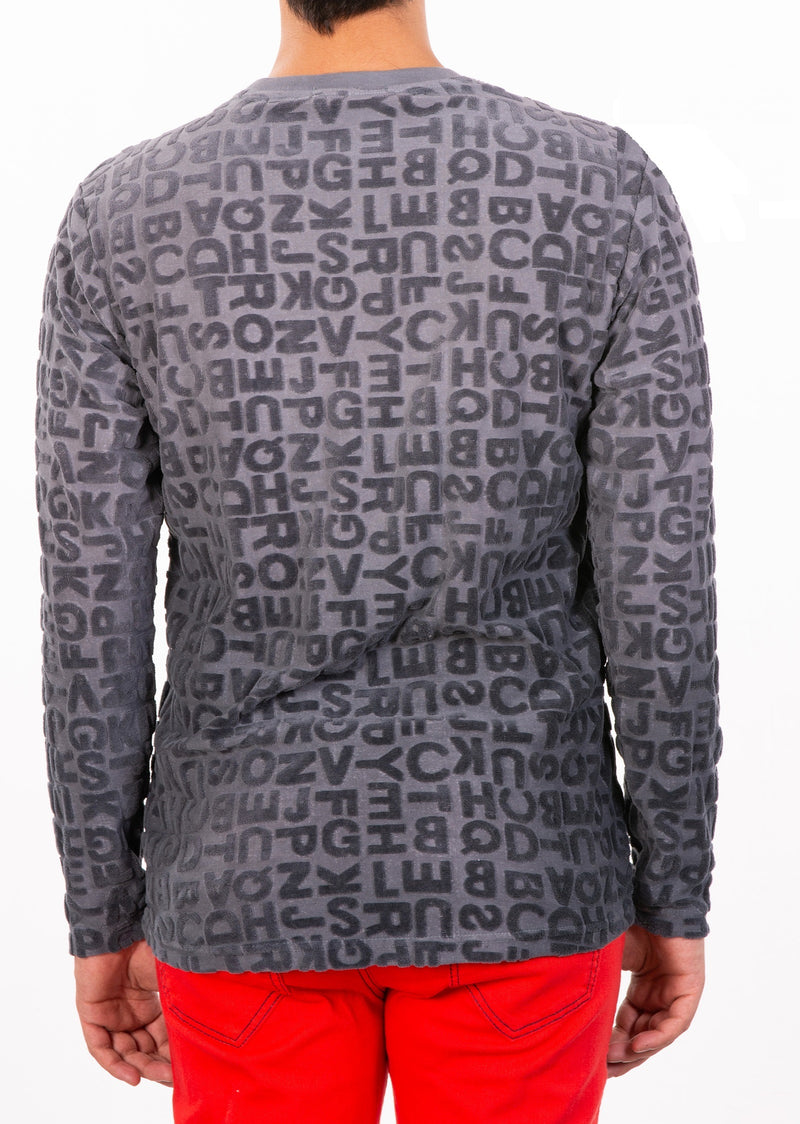 Gray Luxe "Letters" Knit Sweater