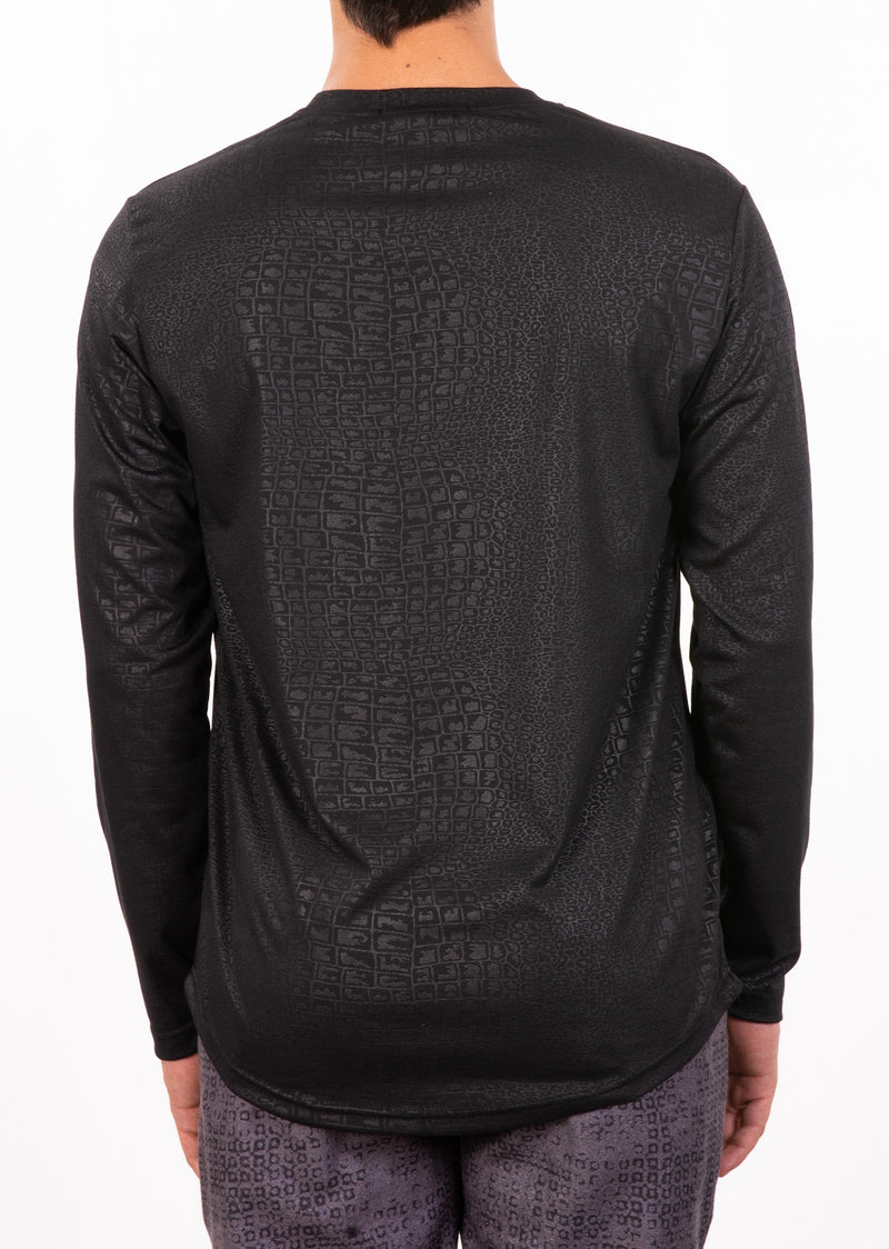 Black Croc Print Long Sleeve Tee