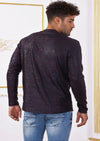 Navy Burgundy Waxed "Beat" Sweater