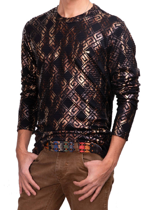 Black Gold Foil Meander Sweater