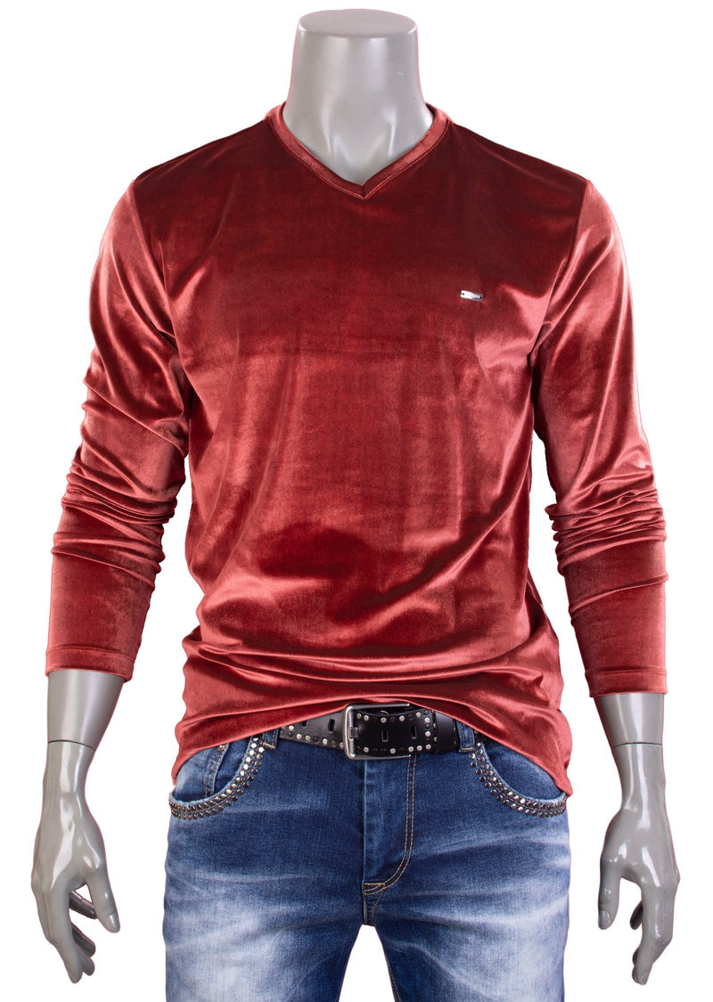 Berry Red "Night Watch" Velour Sweater