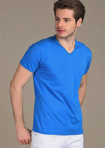 Royal Blue Luxury Cotton V-neck Tee