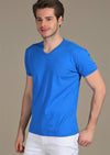 Royal Blue Luxury Cotton V-neck Tee