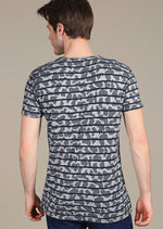 Gray Blue Stripe Luxury Cotton Tee