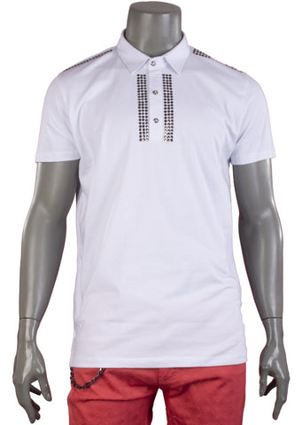 Black Micro Print Polo