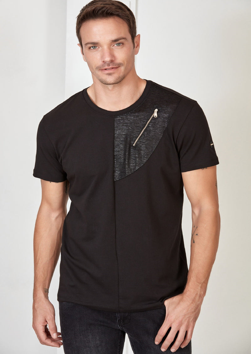 Black Gold Zipper Detailed Tee