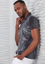 Gray Paisley Velvet Polo