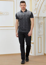 Black Alphabet Scattered Print Polo