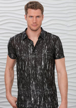 Black Silver Raindrop Print Polo