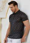 Gray Diamond Shape Spandex Polo