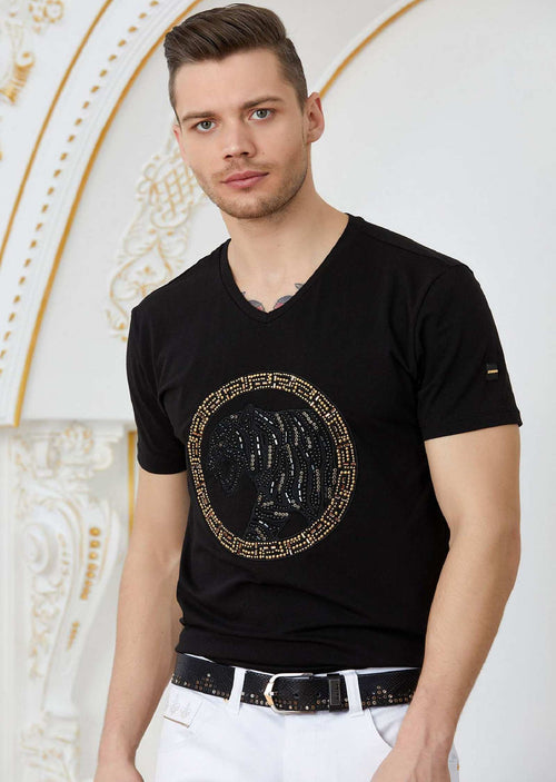 Black Leopard Rhinestone Tee